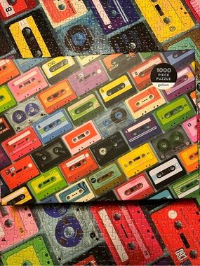 Galison 1000 piece mixtapes jigsaw puzzle cassettes colorful tapes